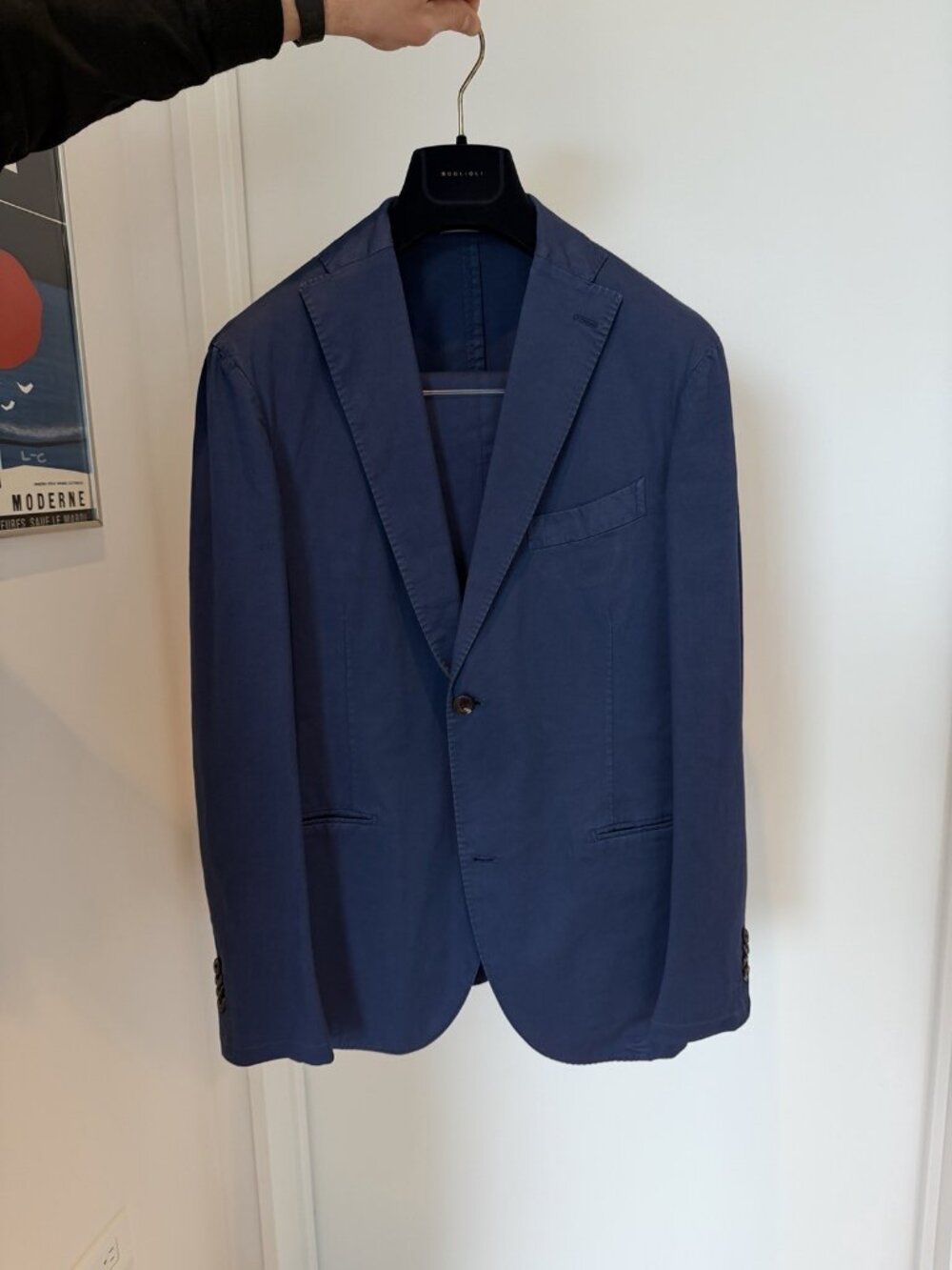 Boglioli K Jacket Suit Blue Cotton Linen Size 48 IT / 38 US Made in Italy